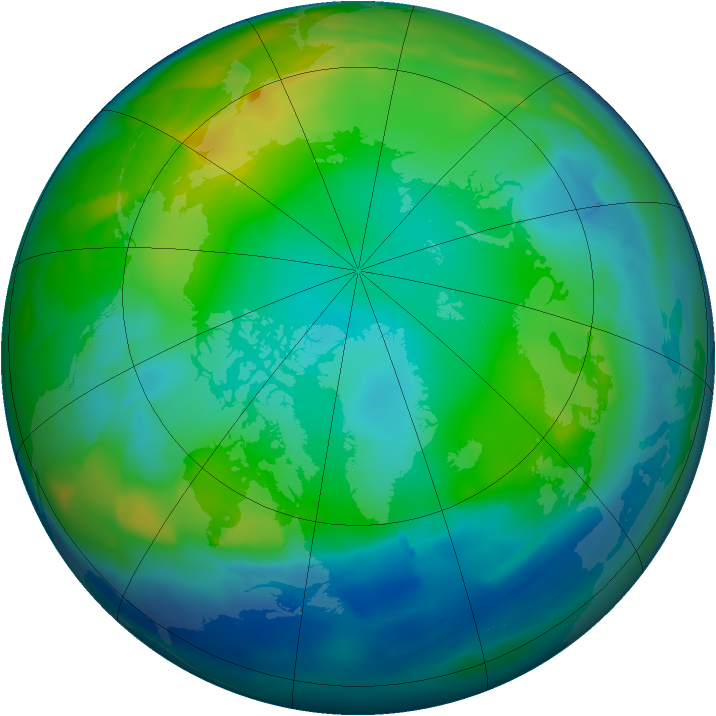 Arctic ozone map for 05 December 2011